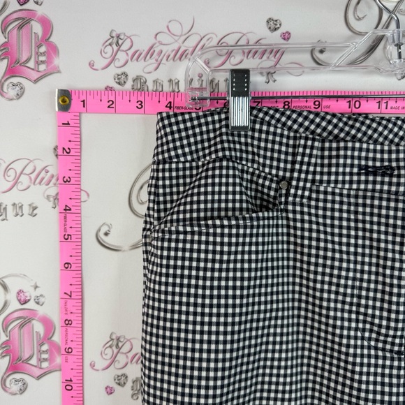 abacus capri pants plaid gingham picnic Black & White Gingham Pants peddle push - Picture 4 of 15
